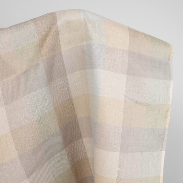 linen fabric checks beige sand