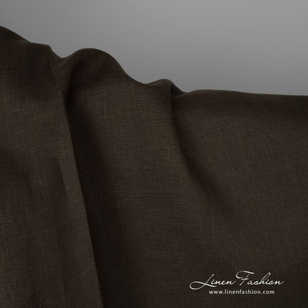 Linen fabric dark moss green colour product photo