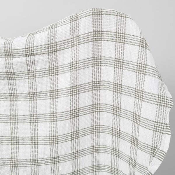 White washed linen cotton checked fabric product photo