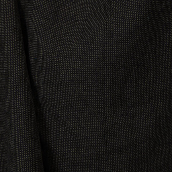 Patterned black linen cotton fabric.