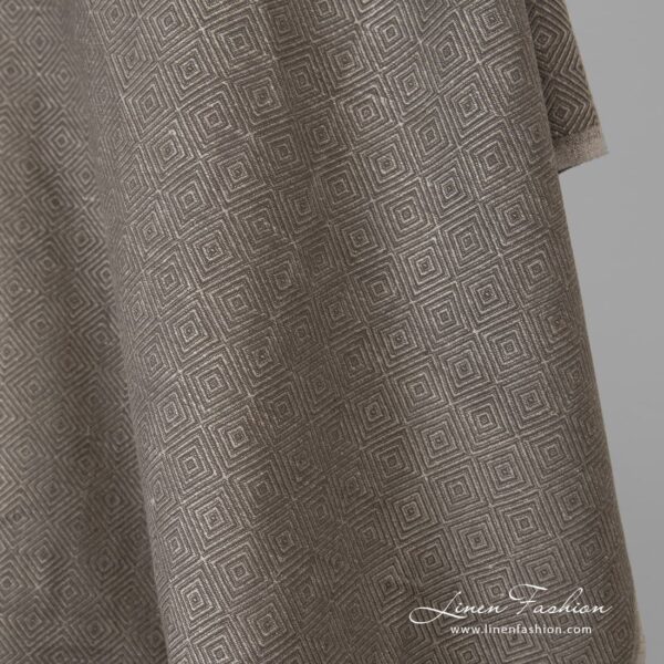 Brown dyed linen cotton fabric.
