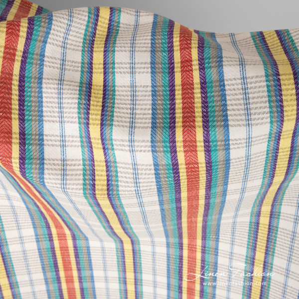 Linen cotton fabric with stripes