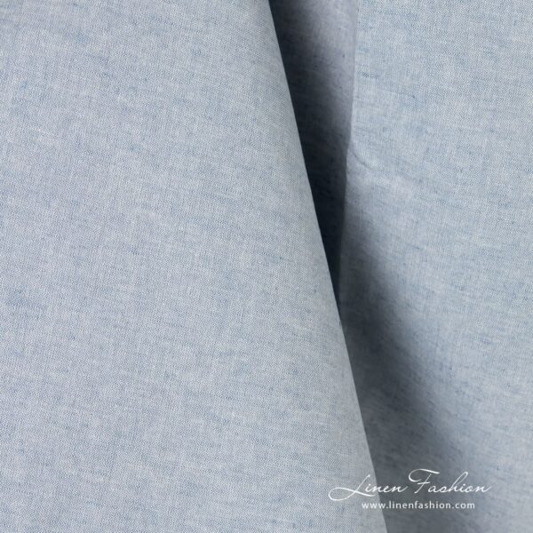 Bluish linen cotton fabric in melange