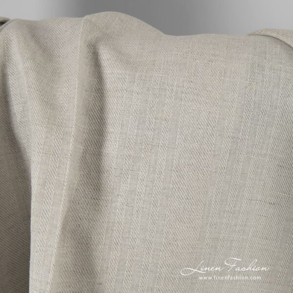 Light grey linen cotton fabric in twill weave pattern