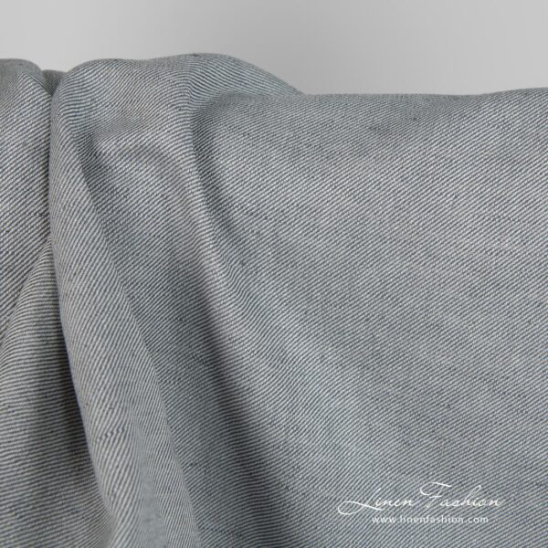 Linen cotton fabric blueish grey twill weave product photo