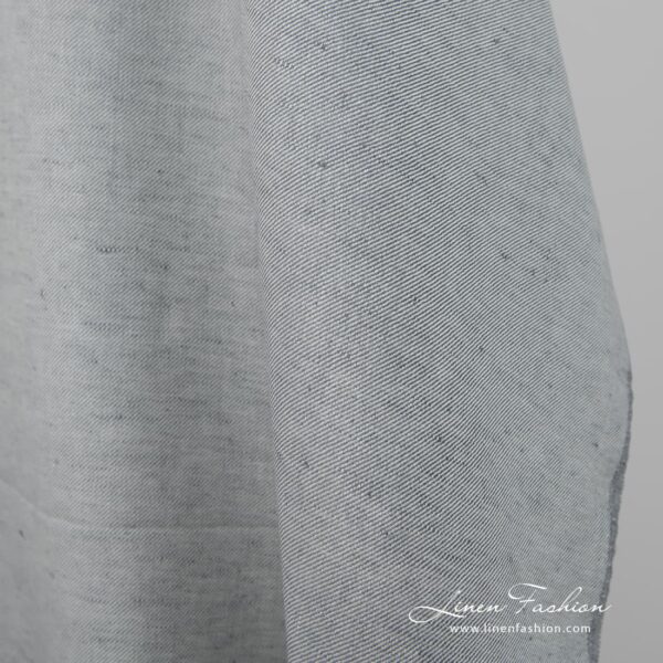 Linen cotton fabric blueish grey twill weave 150cm