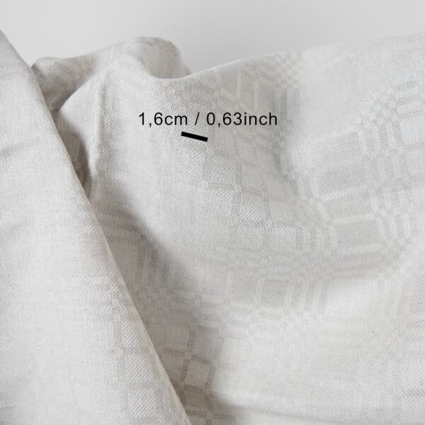 Linen cotton fabric in light beige checks with measurements