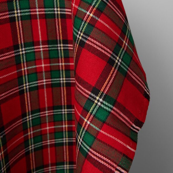 Linen cotton fabric red green checks, fabric edge