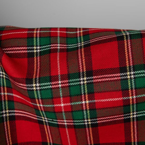 Linen cotton fabric red green checks, twill