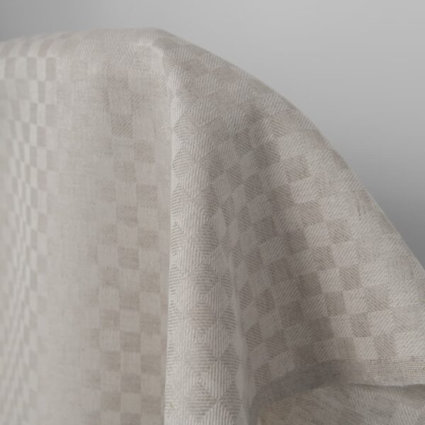 Linen cotton fabric white and natural twill checks product photo