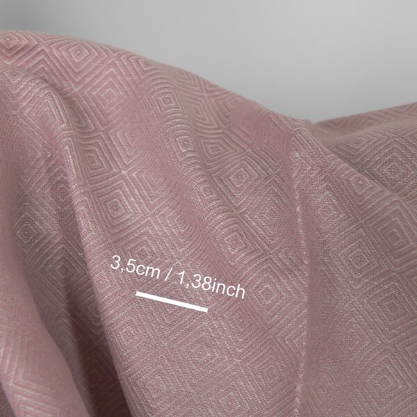 Linen cotton fabric lilac diamond pattern, with measurements