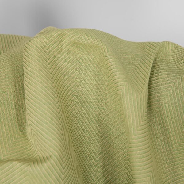Linen cotton fabric green and yellow herringbone, 150cm