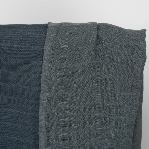 linen cotton navy fabric in rhombus, double sided