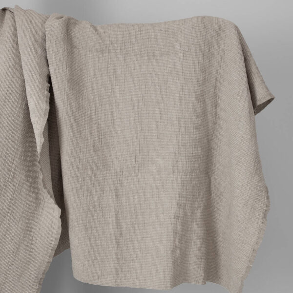 beige linen cotton waffle fabric, washed.