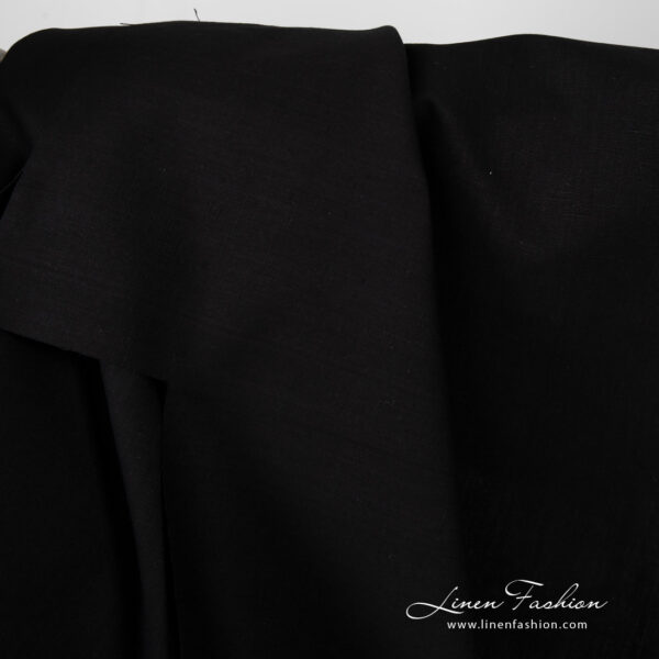 Linen blend fabric in black color