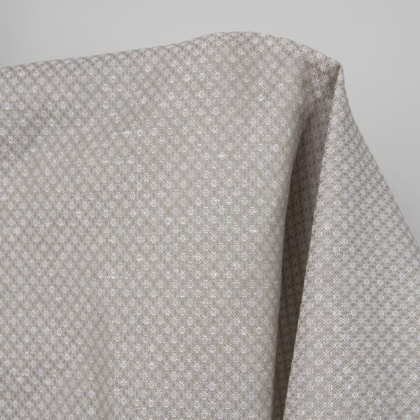 Linen cotton fabric dark beige and white diamonds product photo