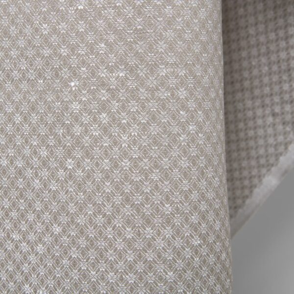 Linen cotton fabric dark beige and white diamond pattern