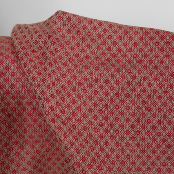 Linen cotton fabric red and beige diamond pattern product photo