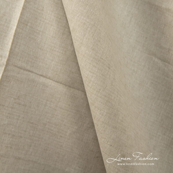 Linen cotton fabric brownish green colour close up detail
