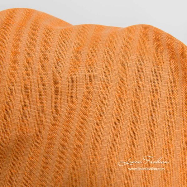 Tejido de rayas de algodón y lino naranja - Imagen 2