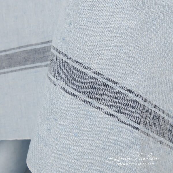 Light blue fabric in stripes.