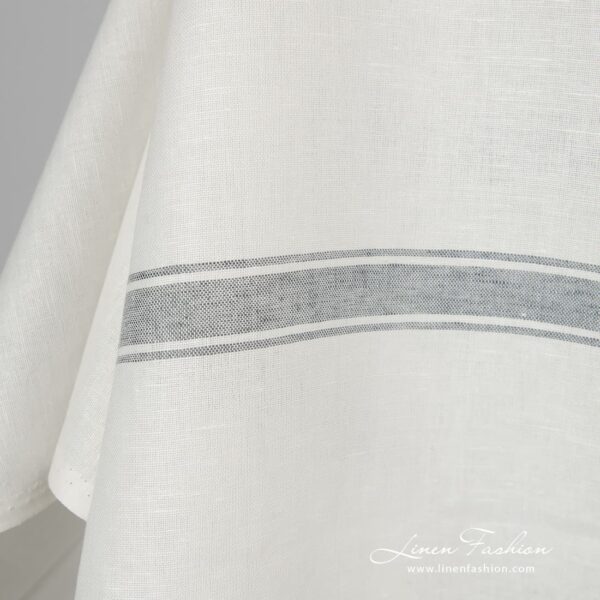 Linen cotton fabric in grey stripes.
