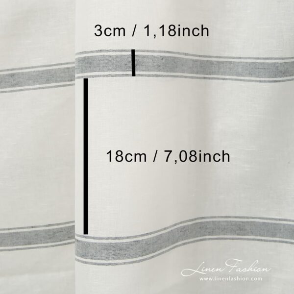Striped white linen cotton fabric.