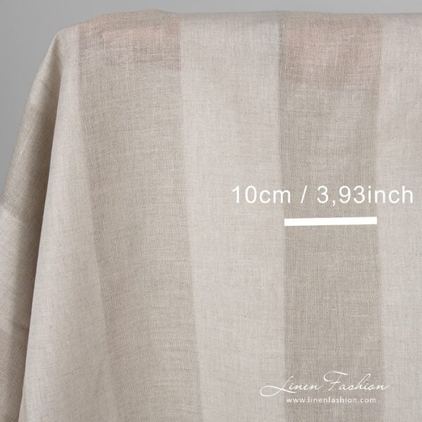 Striped grey linen cotton fabric.