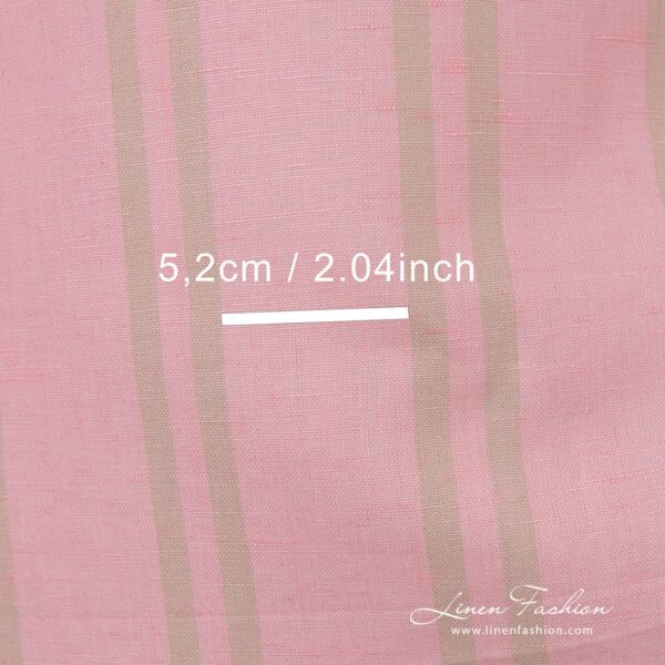 Striped pink linen cotton fabric.
