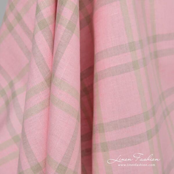 Pink dyed linen cotton fabric.