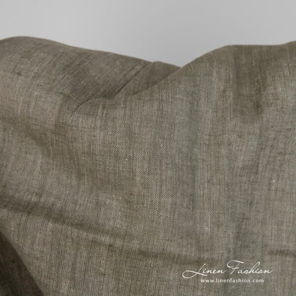 Linen fabric natural greyish green colour product photo