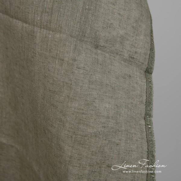 Linen fabric natural greyish green colour edge