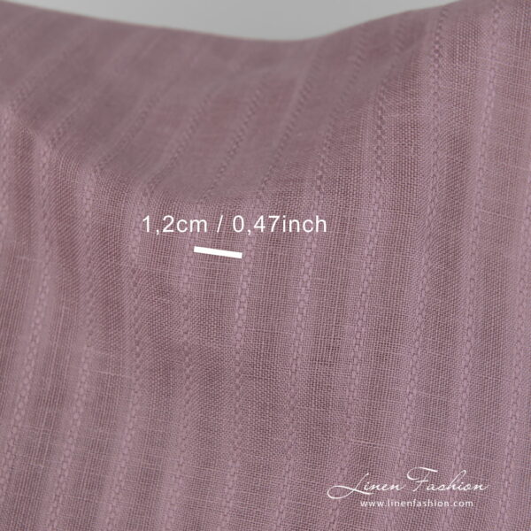 Linen fabric lilac colour with patterned stripes with measurements