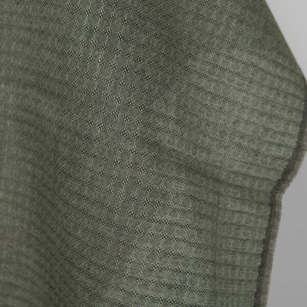 Tejido de lino gris oscuro y estampado de rombos verdes - Imagen 3