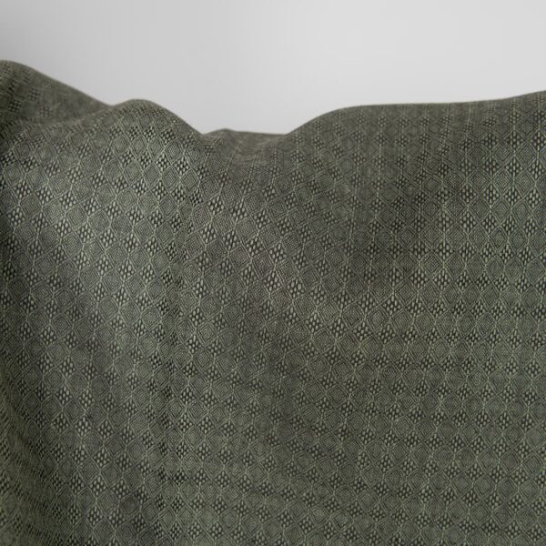 Tejido de lino gris oscuro y estampado de rombos verdes - Imagen 4