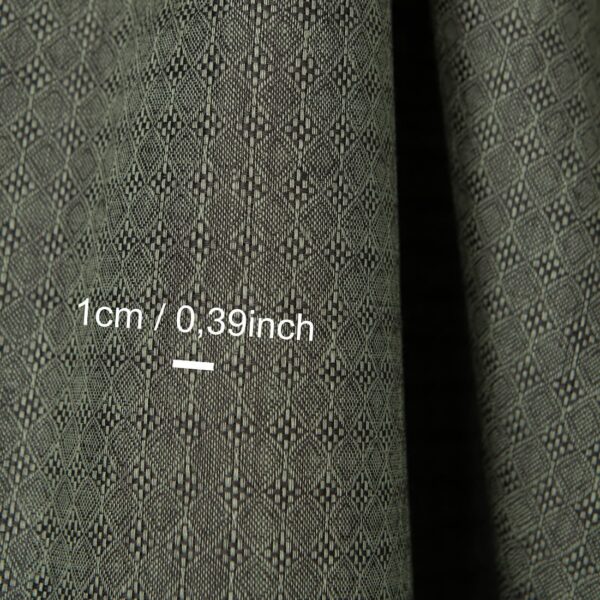 Tejido de lino gris oscuro y estampado de rombos verdes - Imagen 5