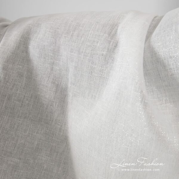 Off-white linen fabric with silver lurex