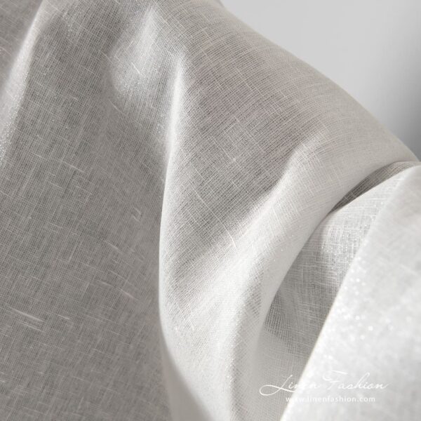 Off-white linen fabric with silver lurex, perfect for festive clothes and home textile