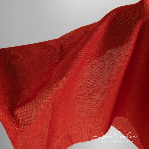 Lurex glitter red linen cotton fabric.