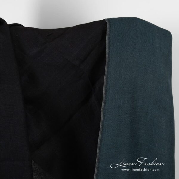 Double-sided linen fabric in blue and black colors