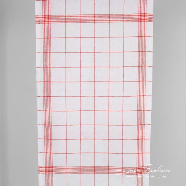 Linen fabric in red checks