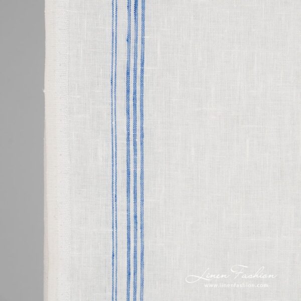 Linen fabric in narrow vertical stripes