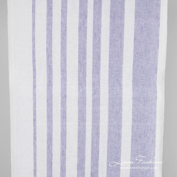 Linen fabric with violet stripes