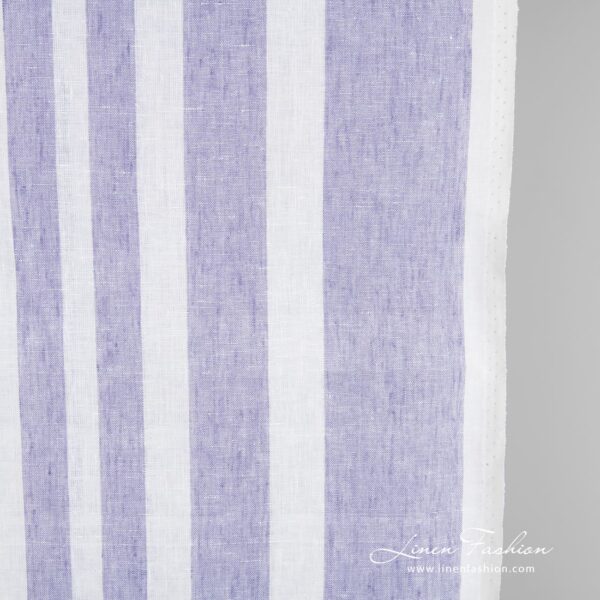 Linen fabric with violet vertical stripes