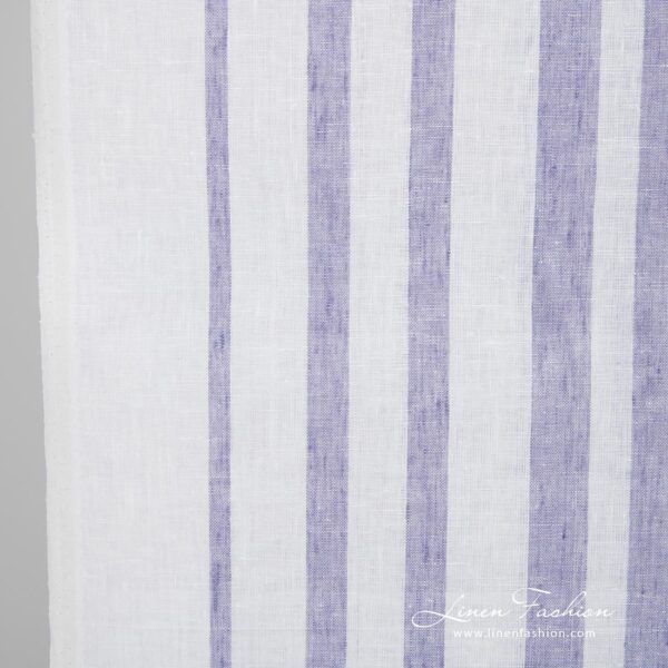 Linen fabric with violet stripes, perfect for kitchen towels