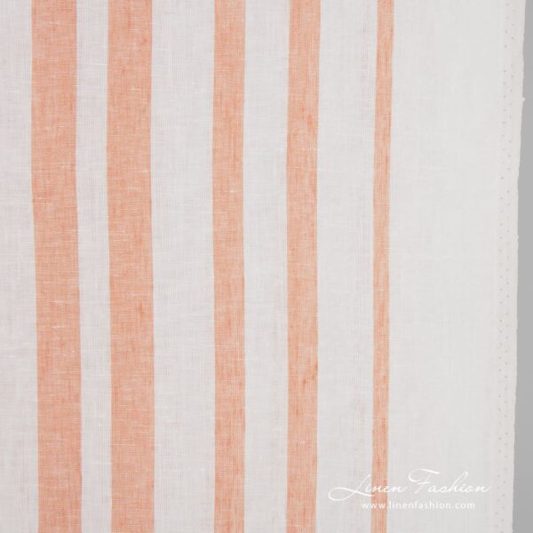 Linen fabric with vertical nude brown stripes