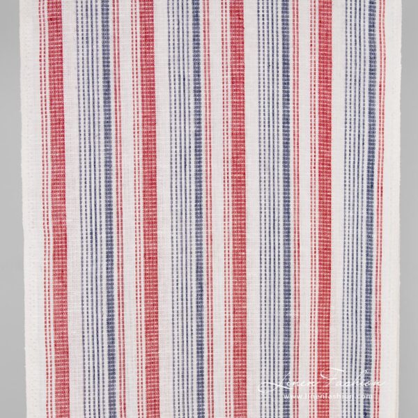Linen fabric in red and blue stripes