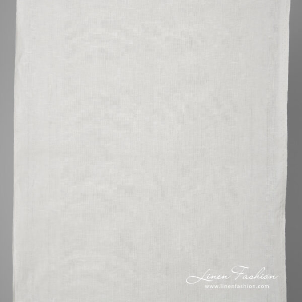 Narrow linen fabric white patterned