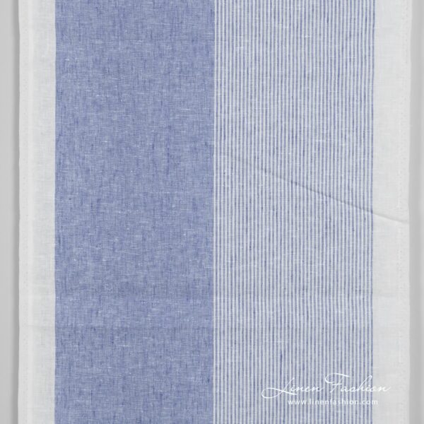 Narrow linen fabric white with blue stripes