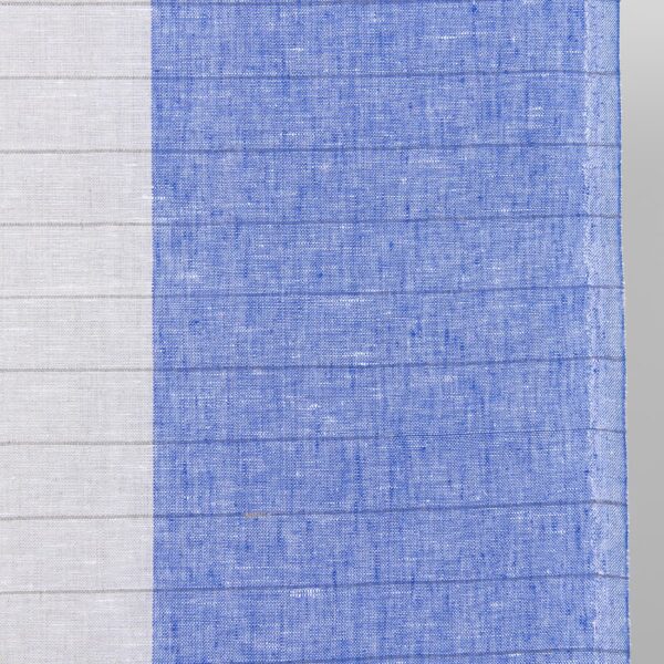 linen towel fabric beige blue, stripes
